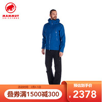 MAMMUT/猛犸象 CLIMATE 男士户外冲锋衣防风衣干爽透气冲锋衣套装冲锋衣裤男 海岸蓝色-黑色 M