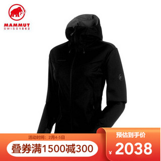 MAMMUT/猛犸象 Ultimate 女士运动户外透气轻量连帽软壳夹克外套 2019秋冬 黑色-黑色 XL