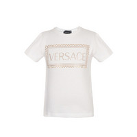 VERSACE 范思哲 奢侈品童装 女童白色棉质铆钉LOGO装饰短袖T恤 YC000280 YA00079 A1002 4A/4岁/104cm