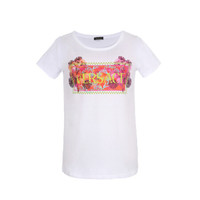 VERSACE 范思哲 奢侈品 女士棉质LOGO印花短袖T恤 白色 A86638 A228806 A1001 38码/160/84A