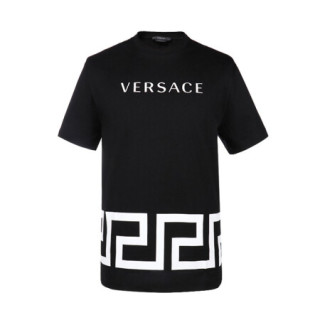 范思哲 VERSACE 奢侈品 21春夏 男士棉质字母logo图案圆领短袖T恤 黑色 A88560 A235263 A1008 XL码 190/100B