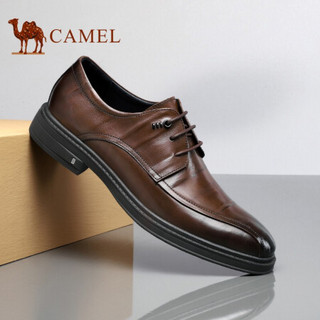 骆驼（CAMEL） 商务皮鞋牛皮办公男士正装防滑系带男鞋 A032005150 棕色 38