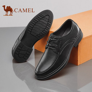 骆驼（CAMEL） 男皮鞋圆头舒适柔软牛皮商务休闲正装鞋 A112287400 黑色 43