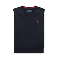 Ralph Lauren/拉夫劳伦男童 经典款棉质V领针织毛衣背心31586 B82-海军蓝 6