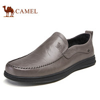 骆驼（CAMEL） 商务休闲鞋舒适牛皮软皮鞋男 A112155650 灰色 39