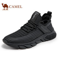 骆驼（CAMEL） 休闲鞋飞织缓震弹性软底潮流运动鞋男 A112128100 黑色 39