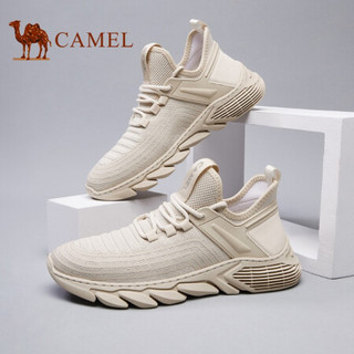 骆驼（CAMEL） 休闲鞋飞织缓震弹性软底潮流运动鞋男 A112128100 杏色 41