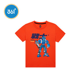 361°361度男中大童卡通战士短袖T恤2020新款圆领儿童短袖针织衫ZYN52023201 番茄红 170