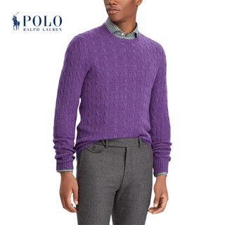 Ralph Lauren/拉夫劳伦男装 经典款绞花编织羊绒针织毛衣10705 D62-紫色 XS