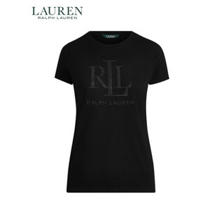 Lauren/拉夫劳伦女装 经典款微型铆钉平纹针织T恤60287 001-黑色 S