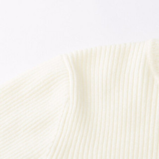 笛莎（DEESHA）童装女童2020冬季女宝宝时尚基础百搭长袖纯色套头针织衫本白 150