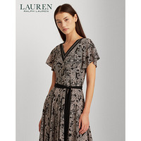 RALPH LAURENLauren/拉夫劳伦女装 经典款佩斯利图案不对称连衣裙60383 001-黑色 12