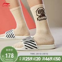 李宁 LI-NING 2020新品迪士尼米奇联名款男子潮流拖鞋AGAQ023 标准白/标准黑-5 42