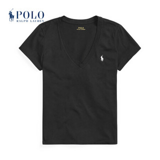 Ralph Lauren/拉夫劳伦女装 经典款平纹针织V领T恤21813 001-黑色 M