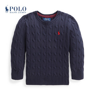 Ralph Lauren/拉夫劳伦男童 经典款绞花编结棉质针织毛衫34426 410-海军蓝 4