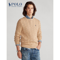 Ralph Lauren/拉夫劳伦男装 经典款绞花编结棉质针织毛衣12878 200-棕色 XS