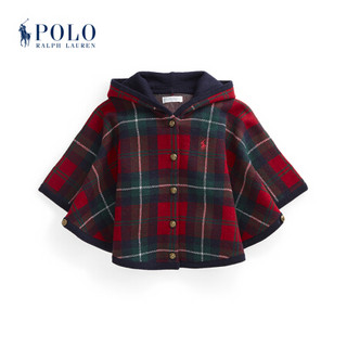 Ralph Lauren/拉夫劳伦女婴 2020年冬季格纹图案羊毛斗篷34458 600-红色 9-12M