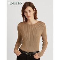 Lauren/拉夫劳伦女装 经典款绞花编结圆领针织毛衫60378 260-棕色 XXL