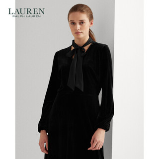 Lauren/拉夫劳伦女装 经典款天鹅绒领口系结连衣裙60403 001-黑色 4