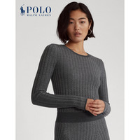 Ralph Lauren/拉夫劳伦女装 经典款罗纹羊毛人字斜纹针织毛衫21849 020-灰色 M