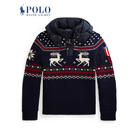 Ralph Lauren/拉夫劳伦男装 经典款驯鹿图案连帽毛衫12895 410-海军蓝 XS