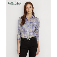 Lauren/拉夫劳伦女装 2020年冬季印花棉质薄纱衬衫60427 500-紫色 XS