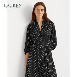 Lauren/拉夫劳伦女装 2021年早春波尔卡圆点主教袖绉纱连衣裙60438 001-黑色 8