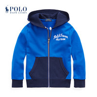 Ralph Lauren/拉夫劳伦男童 2021年早春Polo Team起绒布全拉链连帽衫34808 520-蓝色 4/4T