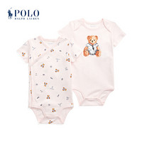 Ralph Lauren/拉夫劳伦女婴 2021年早春Polo小熊棉质连体衣两件套34826 650-粉红色 3M