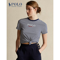 Ralph Lauren/拉夫劳伦女装 2021年春季条纹徽标棉质T恤21975 410-海军蓝 XL