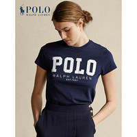 Ralph Lauren/拉夫劳伦女装 2021年春季Polo徽标棉质平纹针织T恤22006 410-海军蓝 XL