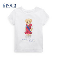 Ralph Lauren/拉夫劳伦女童 2021年春季Polo小熊棉质平纹针织T恤35188 100-白色 M