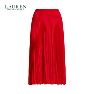 Lauren/拉夫劳伦女装 2021年春季褶裥雪纺绸半身裙60468 600-红色 4