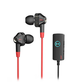 EDIFIER 漫步者 GM360 声卡版 入耳式双动圈降噪有线耳机 黑红色 3.5mm