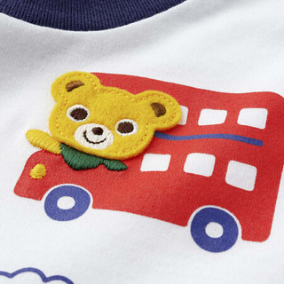 MIKIHOUSE童装男女童短袖儿童T恤日本制旅行小熊小兔12-5203-265 蓝色 100CM