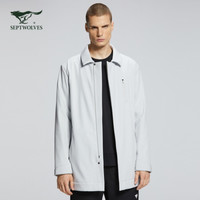 七匹狼运动风衣 男2020秋冬夹克抓绒保暖外套翻领户外长袖青年男装衣服 005(浅灰) 190/108A/3XL