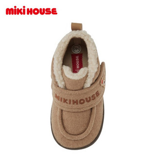 MIKIHOUSE学步鞋童鞋 保暖护脚普奇熊刺绣二段学步鞋棉鞋靴子13-9304-266 浅驼色 14.5CM