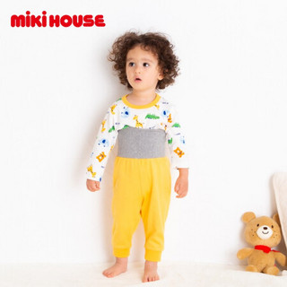 MIKIHOUSE HOT BISCUITS婴儿童动物花朵印花分体睡衣家居服套装 黄色 110CM