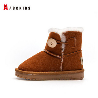 ABCKIDS童鞋儿童雪地靴冬季短靴棉鞋加绒加厚保暖防滑DP051205203 驼色 36(鞋内长22.5cm)