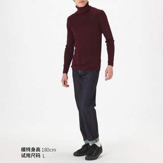 无印良品 MUJI 男式 未造成颈部刺痛感 高领 暗红色 M