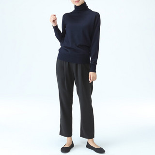 MUJI 无印良品 女士高领毛衣 W8AA871 海军蓝 XS