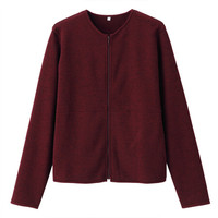 無印良品  無印良品 MUJI 女士圆领针织开衫 W8AB231 深紫红色 S