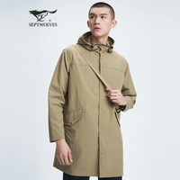 七匹狼风衣男士2021春时尚运动户外连帽休闲轻薄外套1H1B10704592 701(卡其)180/100A/XL