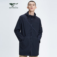 七匹狼风衣男士2021春季时尚运动户外连帽休闲轻薄外套1H1B10704592 101(藏青) 170/92A/M