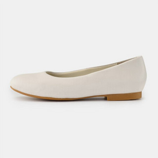 无印良品 MUJI 女式 皮革 平底鞋（女士） 皮鞋 休闲鞋 米白色 23.0cm（36）