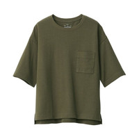 無印良品  無印良品 MUJI 女士圆领五分袖T恤 W9AB130 深绿色 M-L