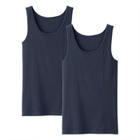 无印良品 無印良品 MUJI 女式 棉罗纹 背心 2件装 纯棉 打底 海军蓝 XS