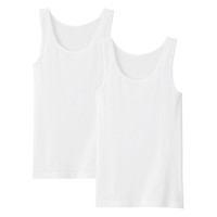 无印良品 無印良品 MUJI 女式 棉罗纹 背心 2件装 纯棉 打底 白色 XS