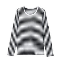 無印良品 無印良品 MUJI 女士圆领长袖T恤 W9AB856 黑色X图案 XXL
