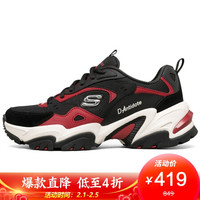 SKECHERS 斯凯奇 经典休闲鞋 女子运动鞋 老爹鞋 66666343/BKRD 黑色 38码 US8码